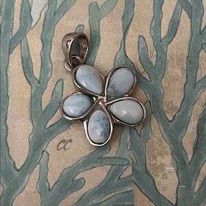 Larimar Plumeria Sterling Silver Pendant